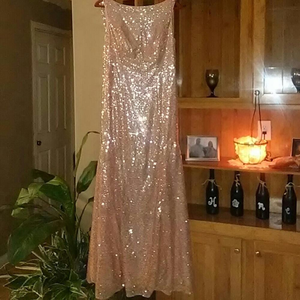 Rose gold pink bridesmaid/prom dress